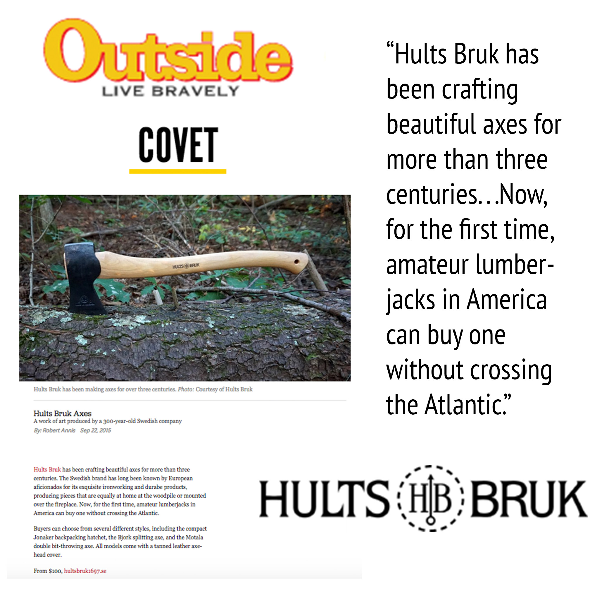 Outside Online is Excited to Buy Hults Bruk Axes in America